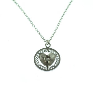 SALE--Silver Filigree Heart Necklace