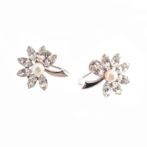 JMS Gold Filled Rhinestone Flower Earrings - image 1