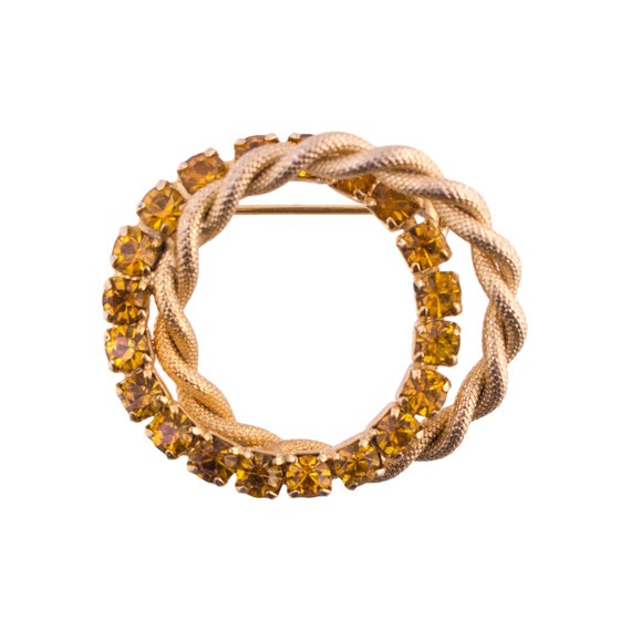 Gold Plated Interlocking Circle Brooch - image 1
