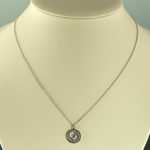 SALE--Silver Filigree Heart Necklace - image 2