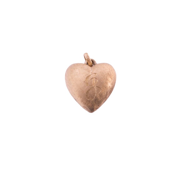 14K Gold Puffed Heart J Charm