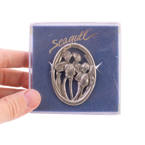 Seagull Pewter Flower Brooch
