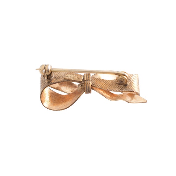 Gold Filled Textured Bow Brooch - image 2