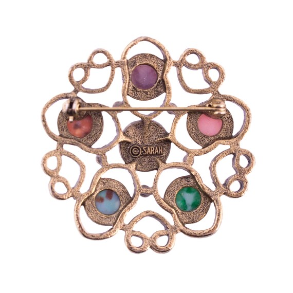 Sarah Cov Multi Color Open Work Brooch - image 2