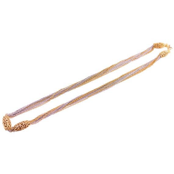 Multi Row Silver and Gold Chain Necklace - Gem