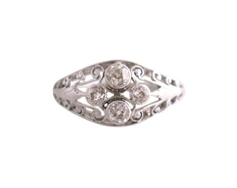 Edwardian Diamond Filigree Ring