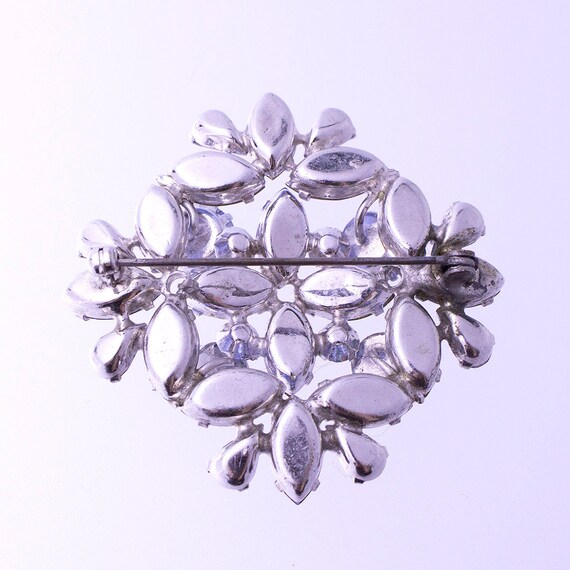 Light Blue Rhinestone Quatrefoil Brooch - image 2