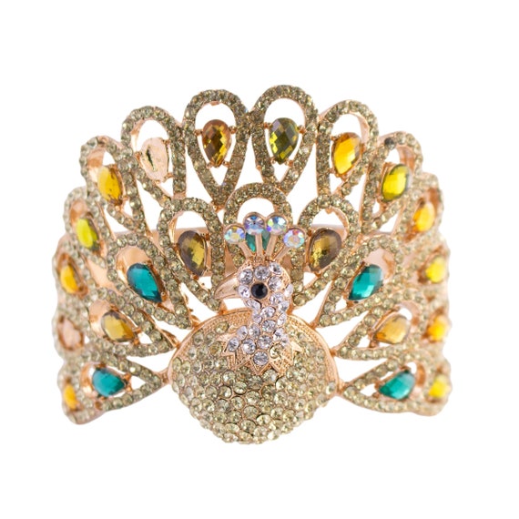 Peacock Multi-Stone and Sterling Silver Cuff Bracelet main image 0
