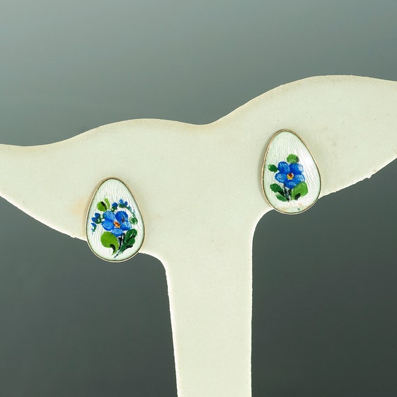 Norwegian Enamel Flower Earrings