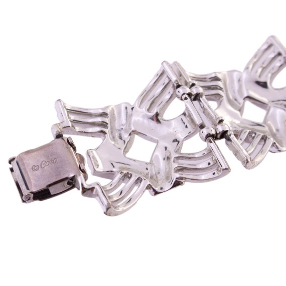 Coro Wide Silver Tone Link Braelet - image 3