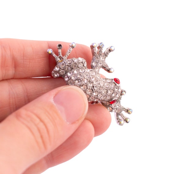 Rhinestone Tree Frog Brooch - image 3