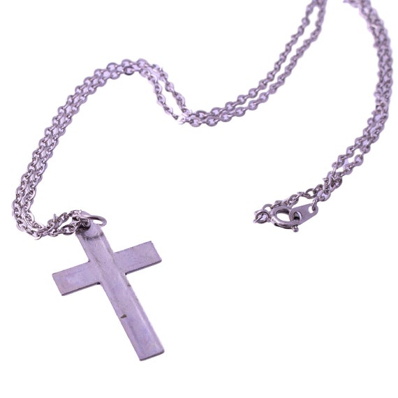 Silver Tone Floral Cross Necklace - image 3