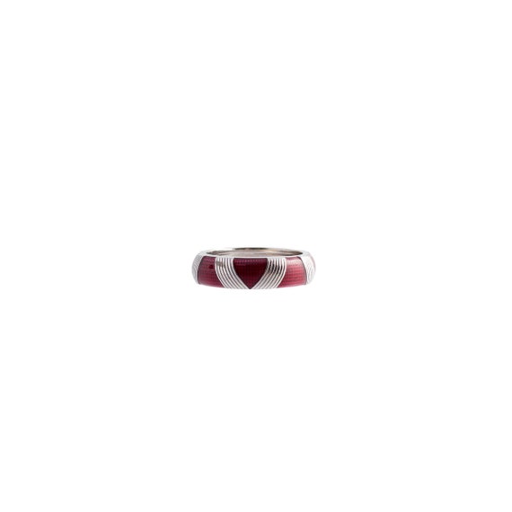 Hidalgo 18K White Gold Red Banded Ring