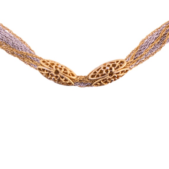 Multi Row Silver and Gold Chain Necklace - Gem