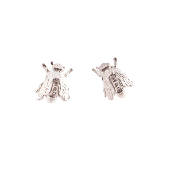 Sterling Silver Small Bee Stud Earrings - image 1
