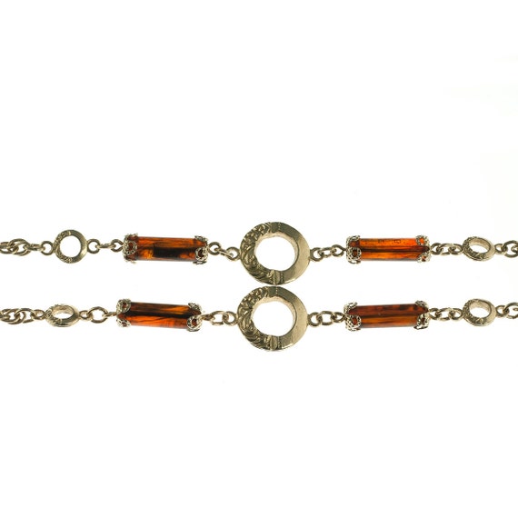 Sarah Coventry Faux Amber Link Necklace - image 3