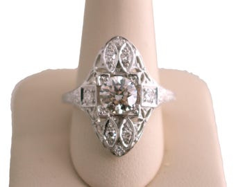 Platinum Vertical Diamond Filigree Ring
