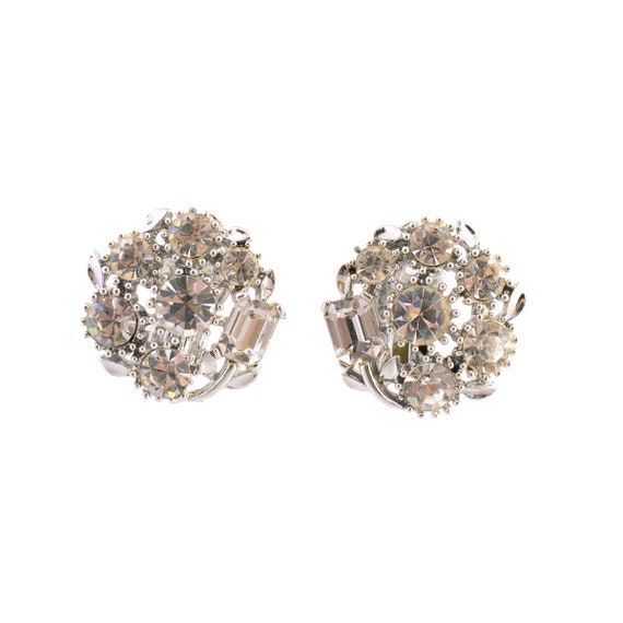 Lisner Rhinestone Cluster Earrings - image 1