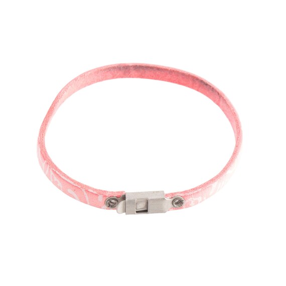 Pink Patterned Leather Bracelet - image 3