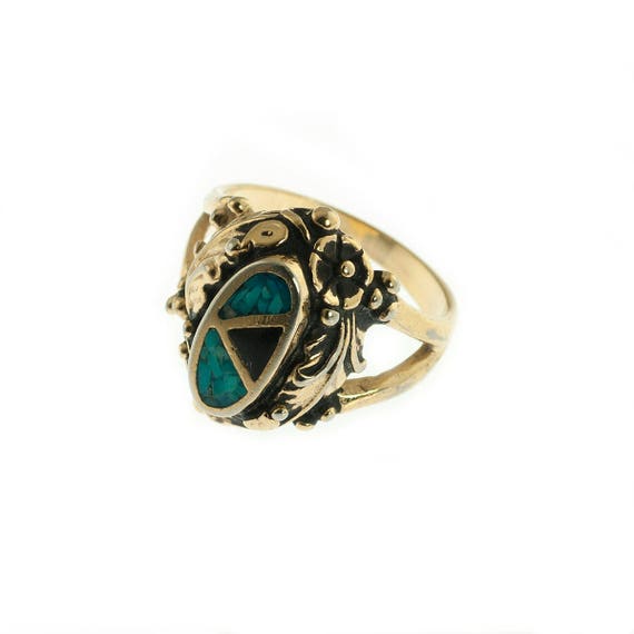 Gold Plated Turquoise Fleck Ring