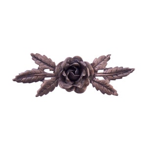 Silver Rose and Leaf Brooch