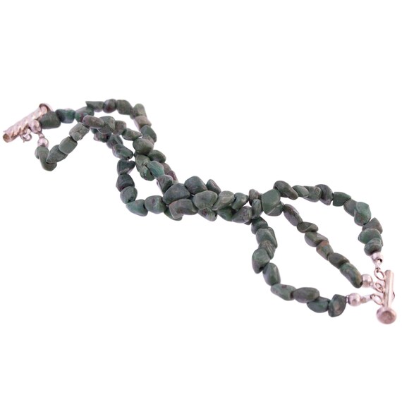 Green Turquoise Three Row Beaded Bracelet - image 2