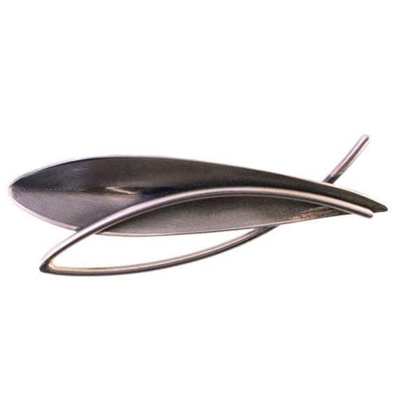 Beau Sterling Mid Century Leaf Brooch - image 1