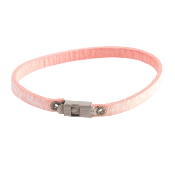 Peach Patterned Leather Bracelet - image 3