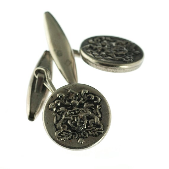 Dog Shield Silver Cuff Links - image 2