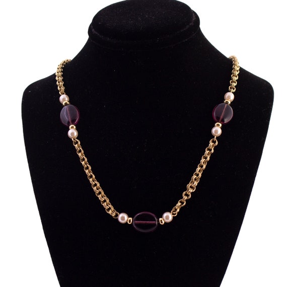 Avon Purple Stone Station Necklace