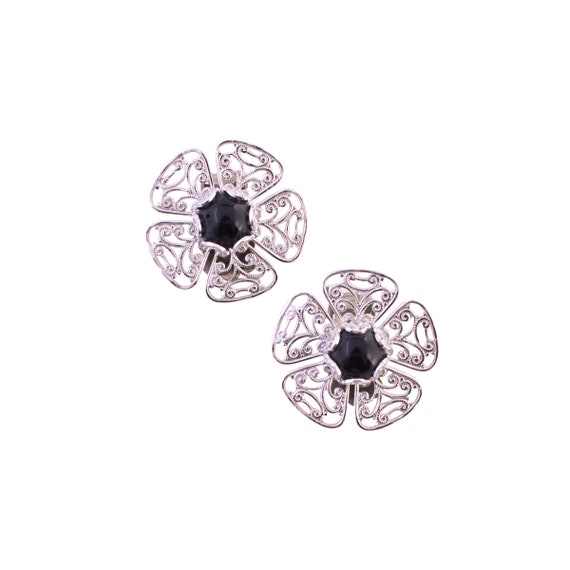 Black Rhinestone Flower Set - image 2