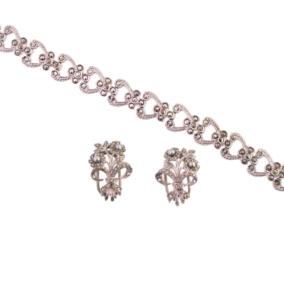 835 Silver Marcasite Bracelet and Earring Set