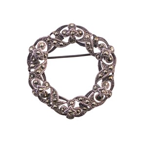 Sterling Marcasite Wreath Brooch