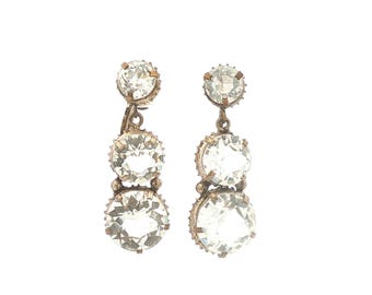 Vintage Czech Rhinestone Dangle Earrings