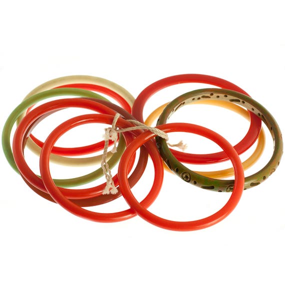 10 Early Plastics Bakelite Bangles - image 1