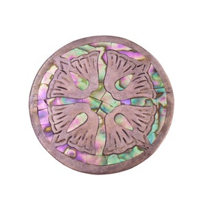 Sterling Abalone Round Floral Brooch