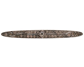 Vintage Sterling Rhinestone Bar Brooch