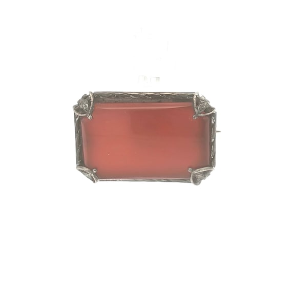 Sterling Red Onyx Rectangular Brooch - image 1