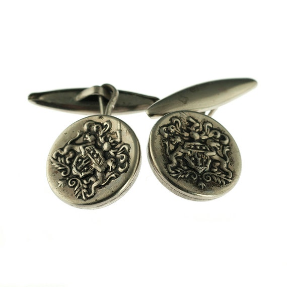 Dog Shield Silver Cuff Links - image 1