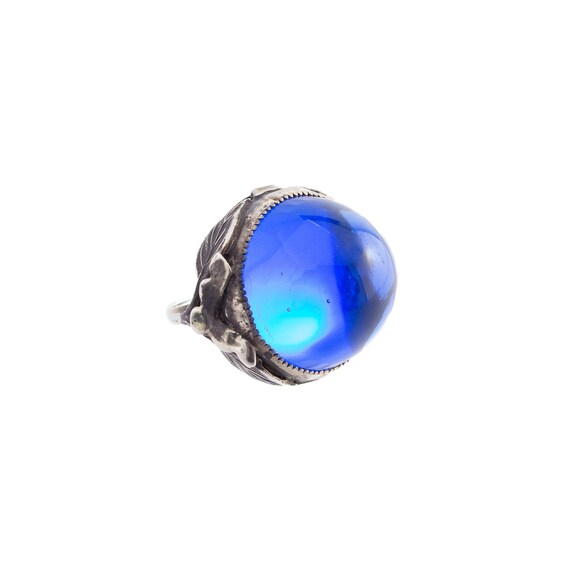 1920's Blue Glass Domed Ring