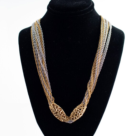 Multi Row Silver and Gold Chain Necklace - Etsy