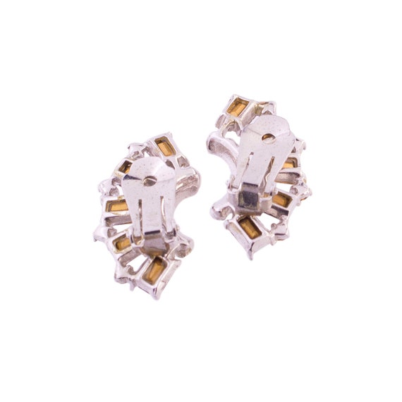 Rhinestone Curved Climber Earrings - image 2