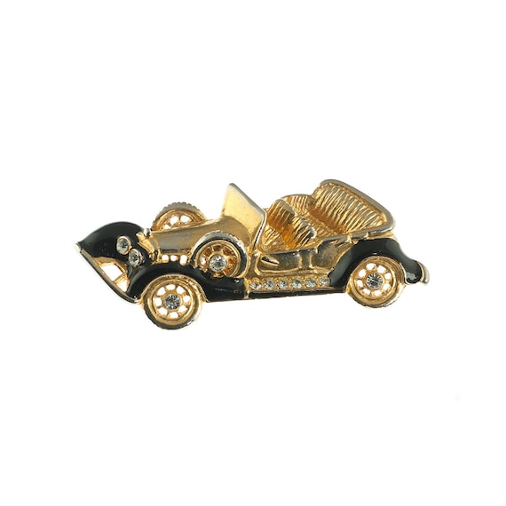 Enamel Gold Plated Car Brooch - image 1