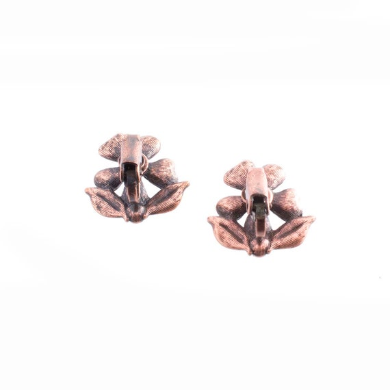 Pink Rhinestone Flower Earrings - image 3