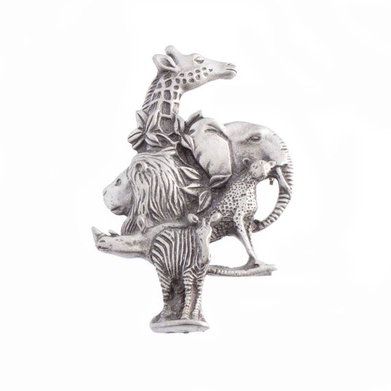 Pewter Animal Kingdom Brooch - image 1