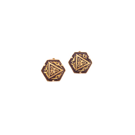 Gold Plated Hexagonal Earrings - image 1