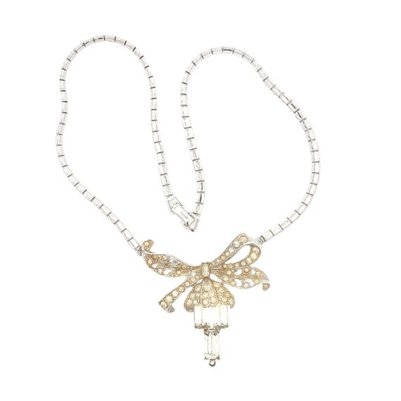Vintage Coro Rhinestone Bow Necklace