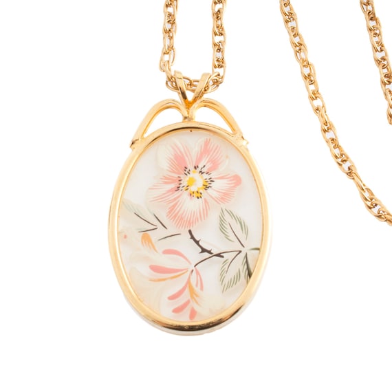 Floral Gold Plated Necklace - image 1