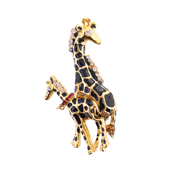 Mama and Baby Giraffe Brooch - image 1