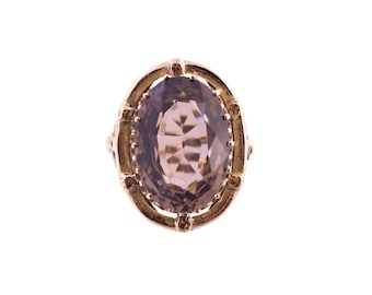 14k Gold Large Smoky Quartz Ring